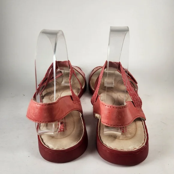BORN Women's Dark Rose Sandal Size 10 Sling Back Leather Wedge Open Toe Shoe - Picture 10 of 10
